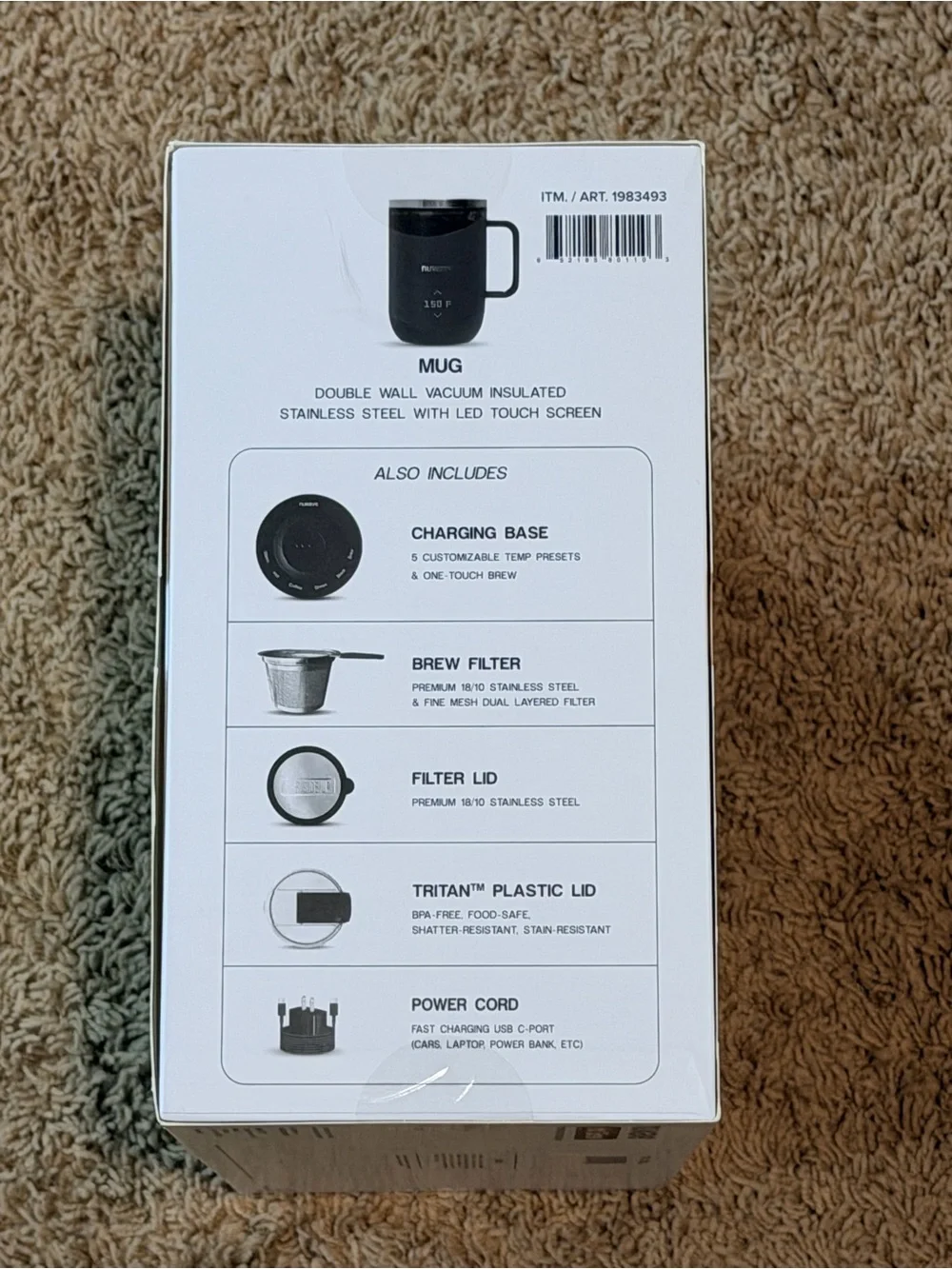 Nuwave Hot Brew Temperature Control Mug 16oz LED Touch Display NIB